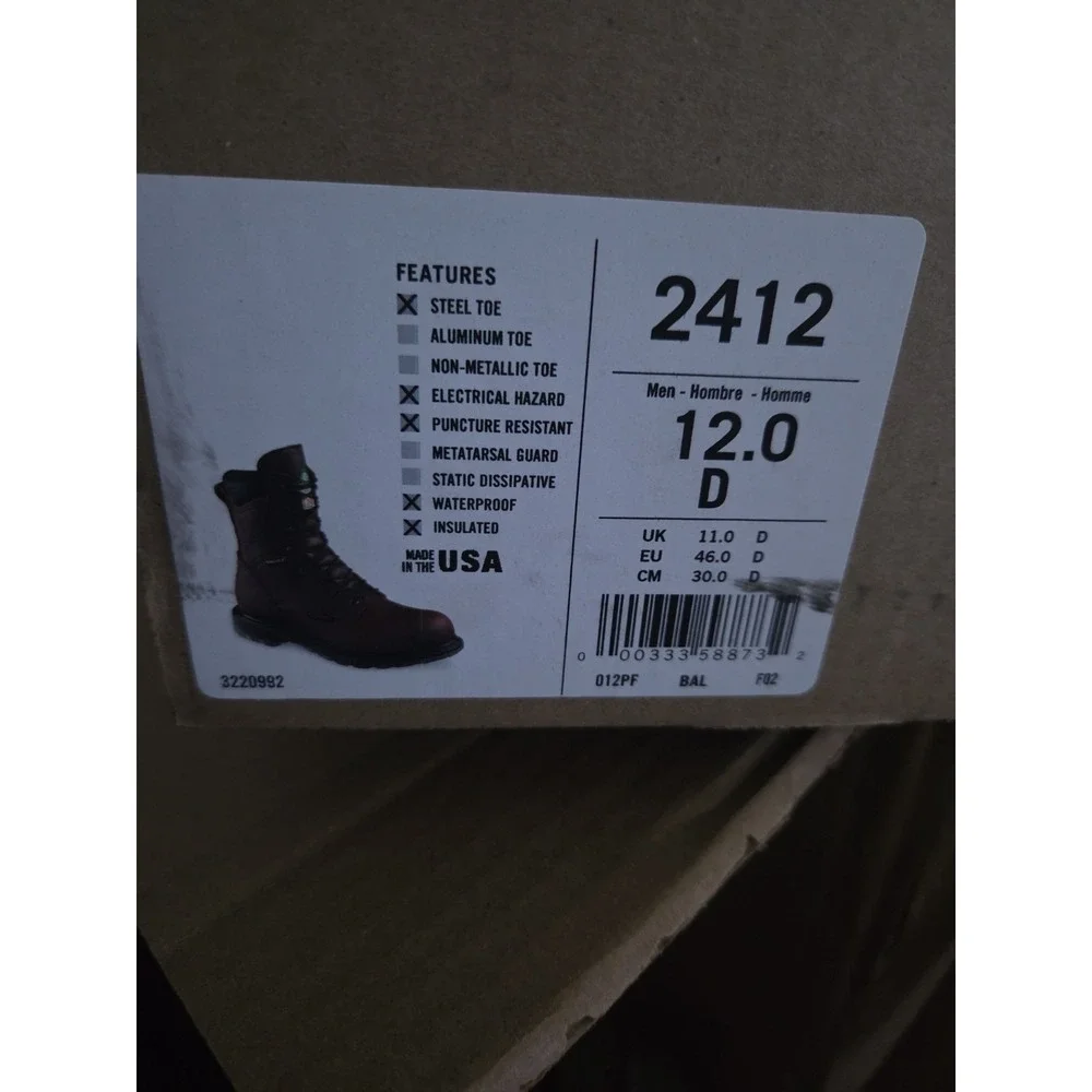 Red Wing 2412 Insulated Waterproof Steel Toe SuperSole 2.0 Slip Resistant Men 12